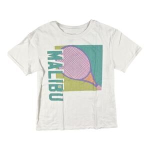 Grayson Threads Kids Malibu Tennis Graphic Tee Size Large 10/12 White